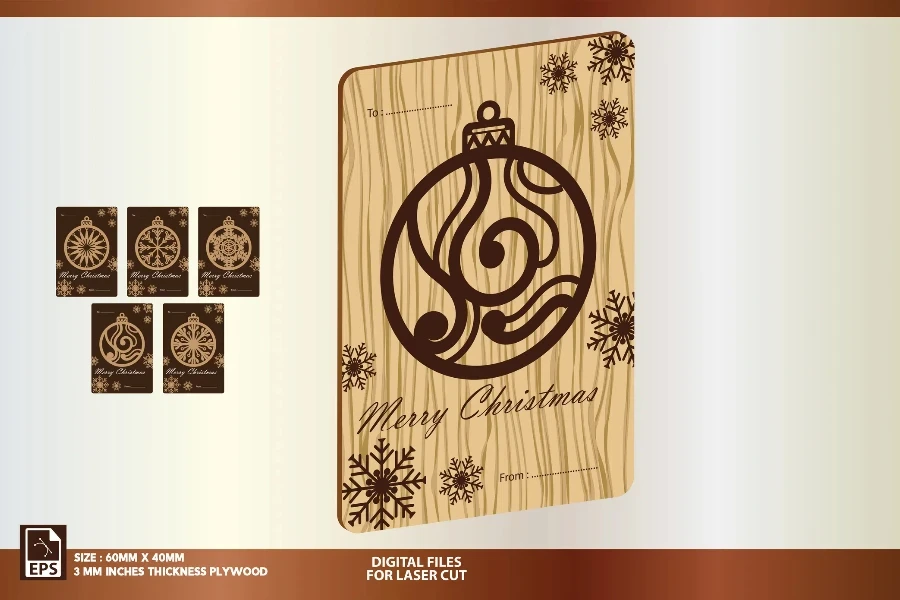 Christmas souvenir card set laser cut file