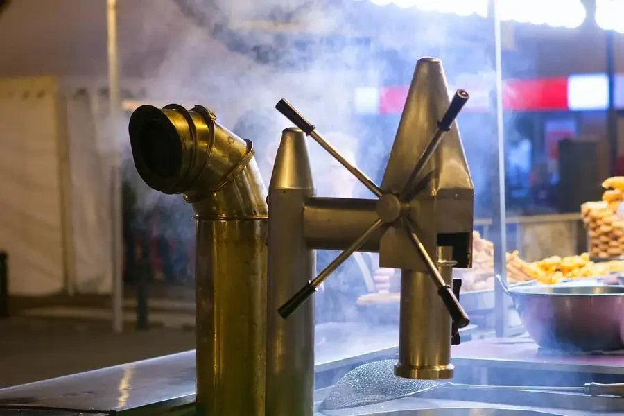 Churros and chocolate fritter typical food in Valencia Fallas stock photo