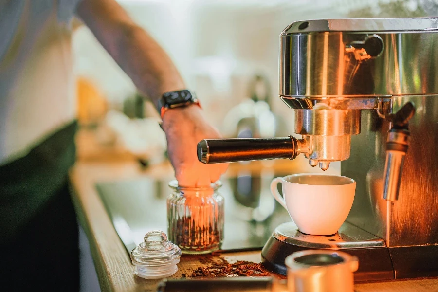 Coffee machine. Home kitchen interior