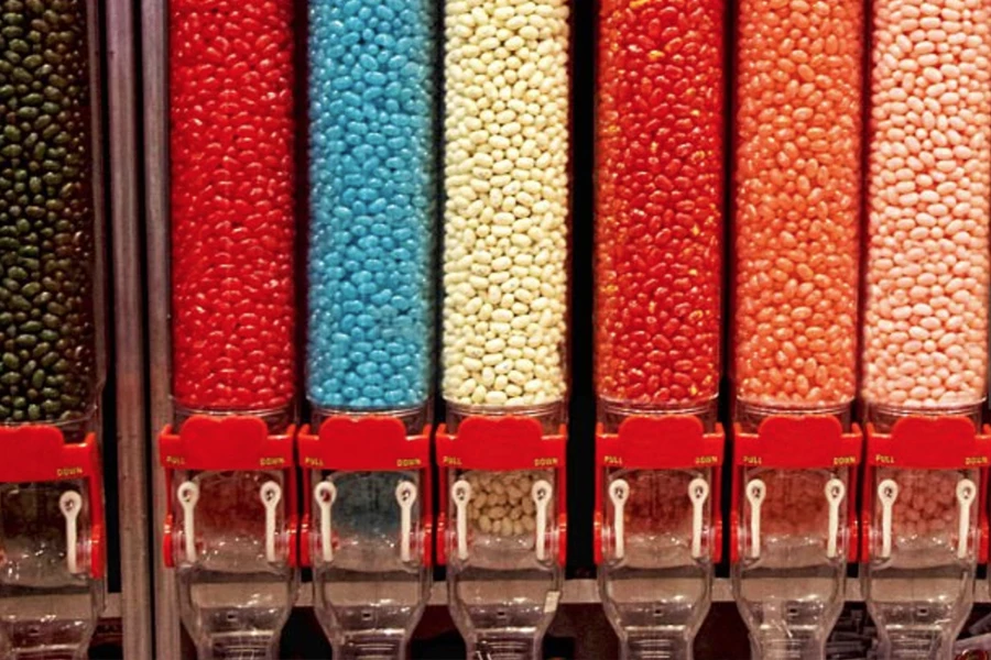 Colorful jelly bean candy tubes