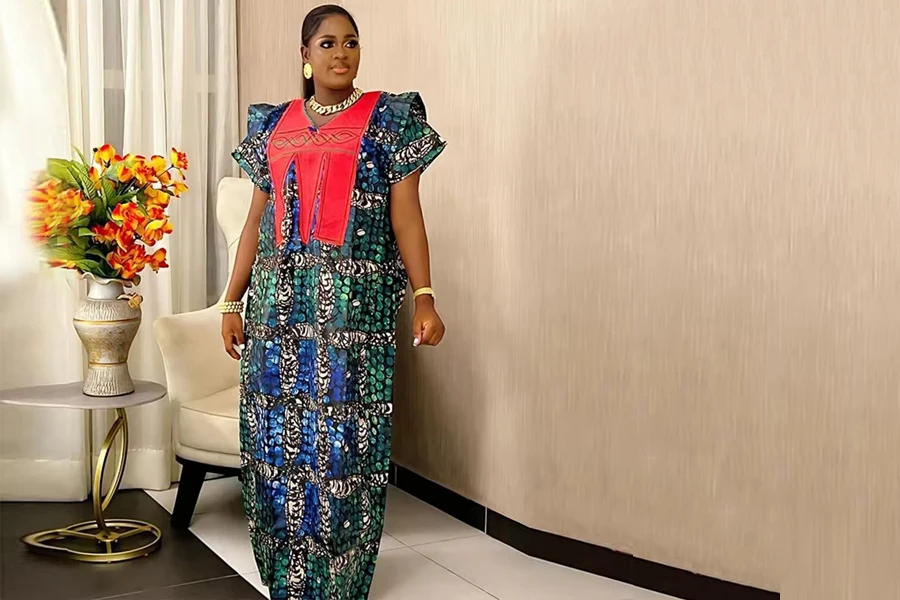 H & D Özel Toptancı Fiyatı Sıcak Satış Uzun Elbise Kadın Dantel Afrika Geleneksel Uzun Elbise