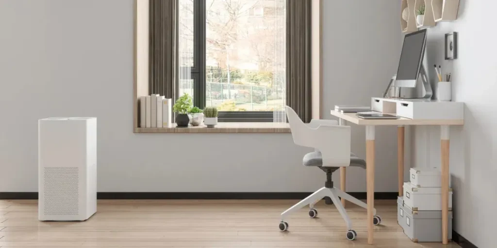 Home Office Interior With Air Purifier