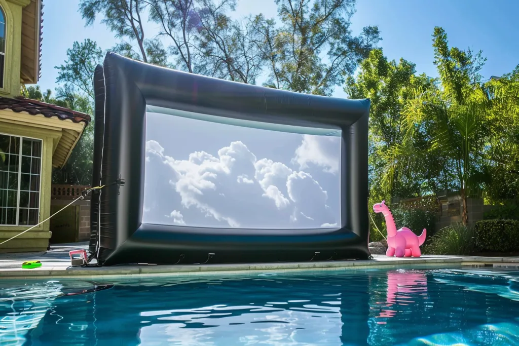 Inflatable movie screen for outdoor cinema