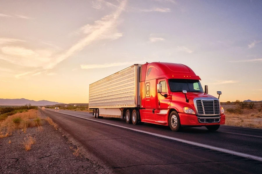 Long Haul Semi Truck On a Rural Western USA