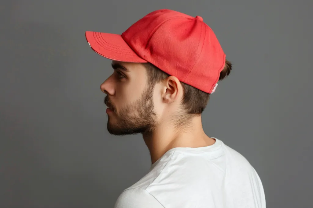 Fotografía de un hombre adulto que lleva una gorra de béisbol roja.