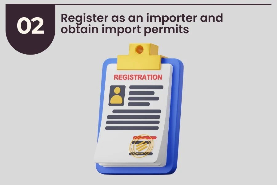 Registrarse como importador y obtener permisos de importación.