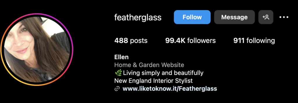 Captura de tela do Instagram da Featherglass