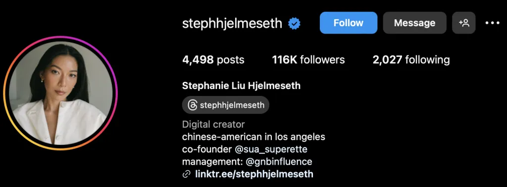 Captura de tela do Instagram de Stephanie