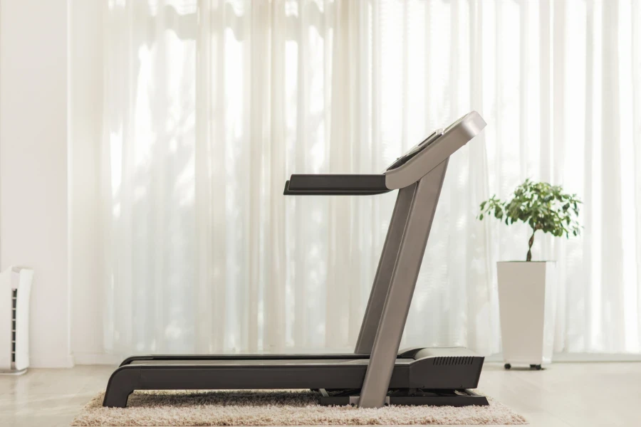 Shot of a professional modern treadmill at home