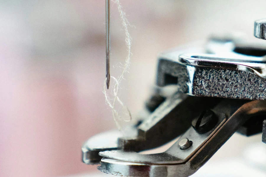 Silver Sewing Machine in Tilt Shift Lens