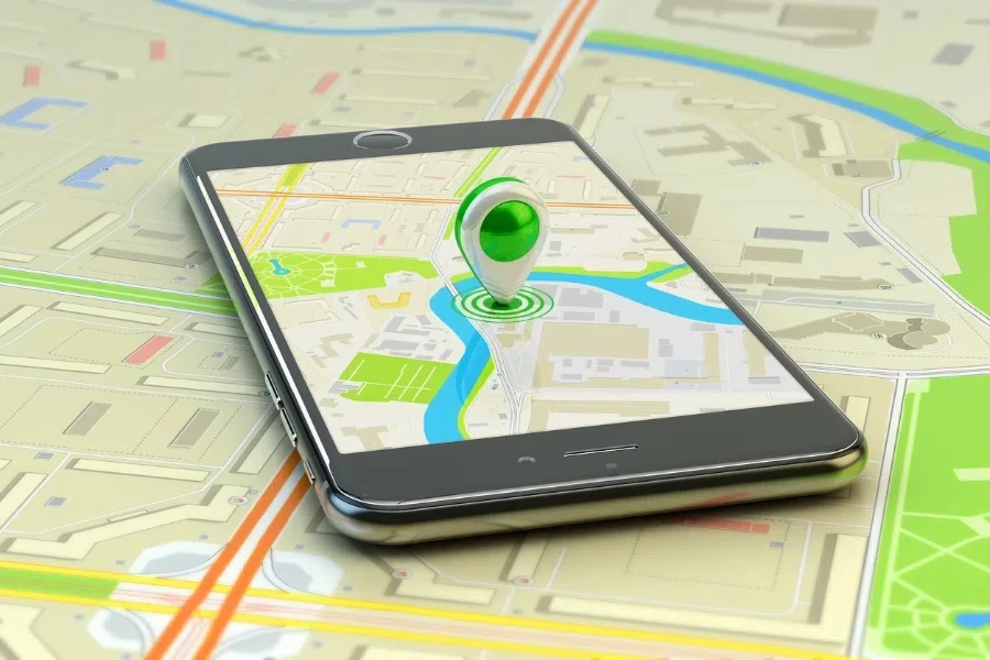 Smartphone with city map application