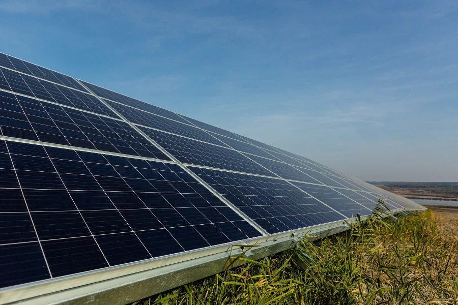 Estación solar con panel de energía solar