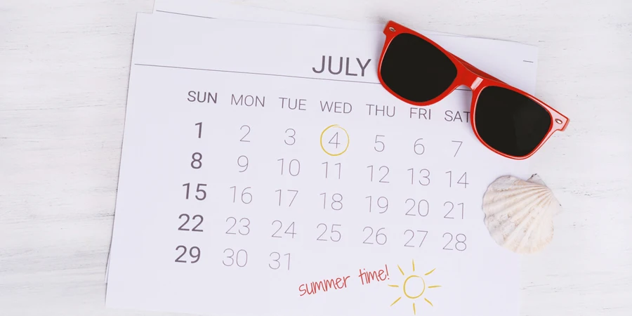 Programação do calendário de verão