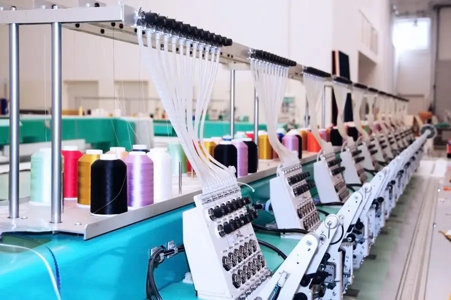 Textile Industrial Embroidery Machine stock photo