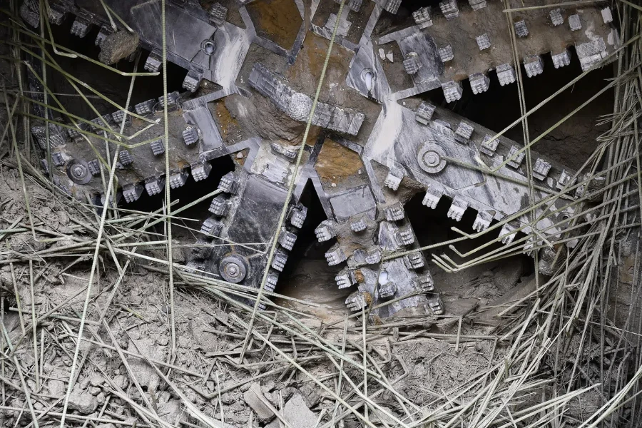 Tunnel boring machine in action during subway construction