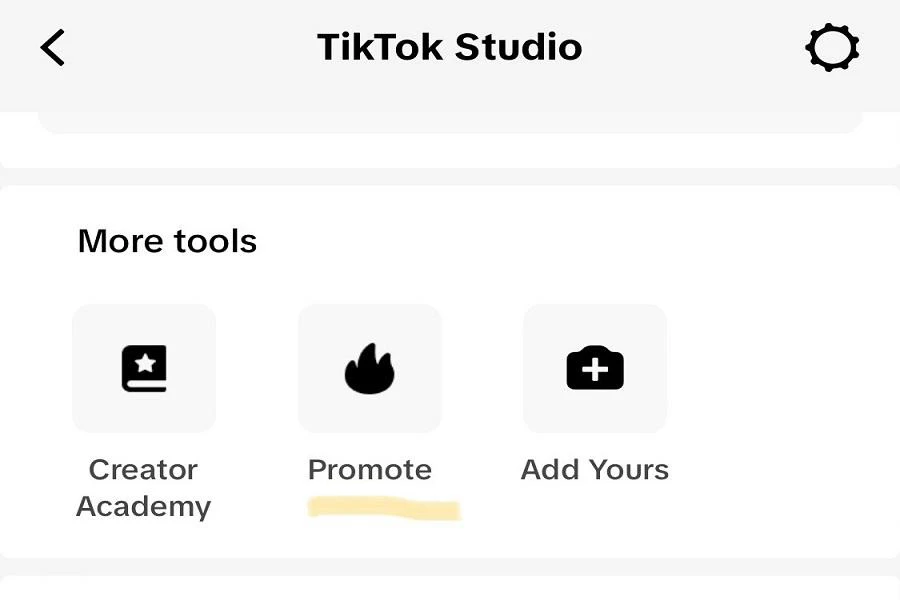 Users can access 'Promote' function from TikTok Studio