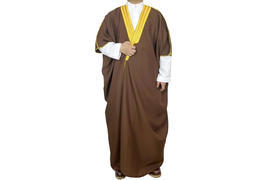 Wholesale Omani Moroccan Drosh African Fabric Thobe Al Noorarab Turkey Clothing Kaftan Abaya Muslim Men Bisht