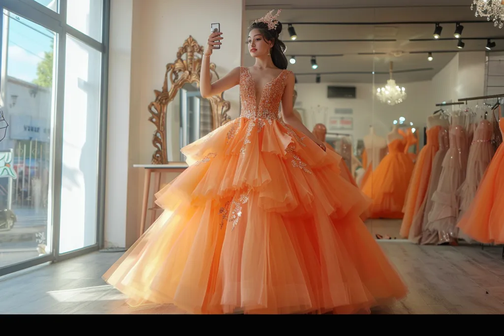 vestido de baile laranja