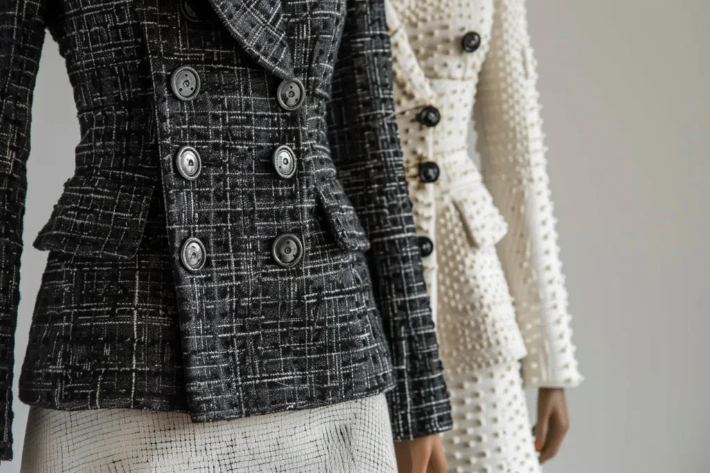 woman's black and white textured jacket