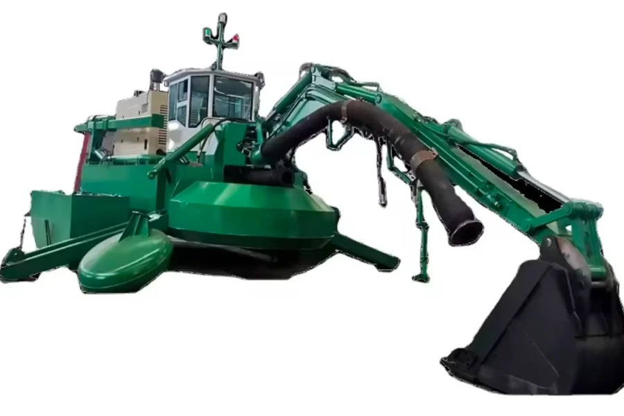 kapal keruk backhoe amfibi