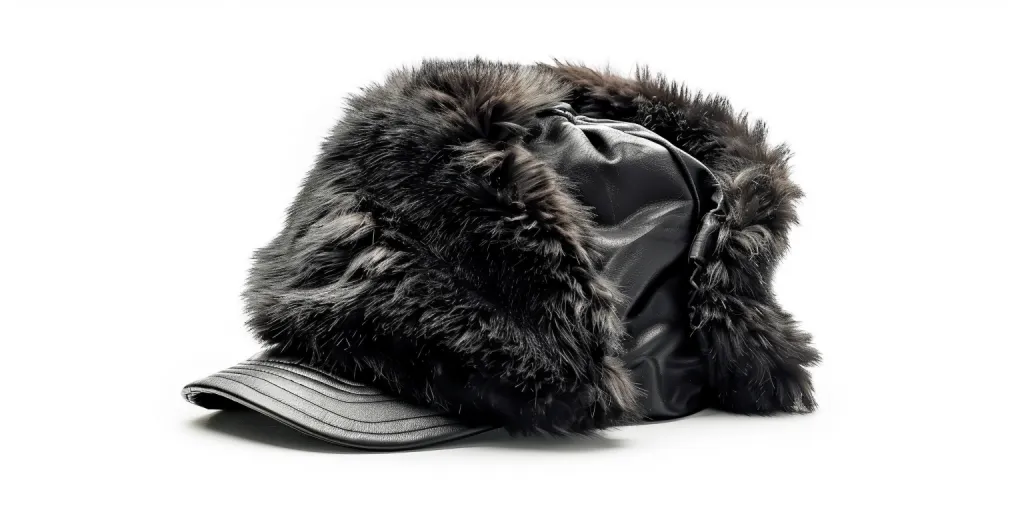 black fur material with large ear flaps