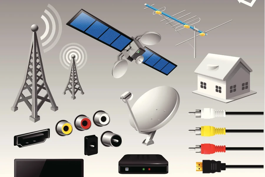 set di vettori di trasmissione e tv digitale - illustrazione vettoriale