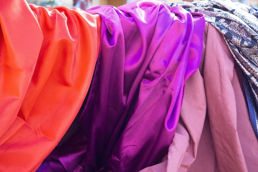 Colorful pieces of silk