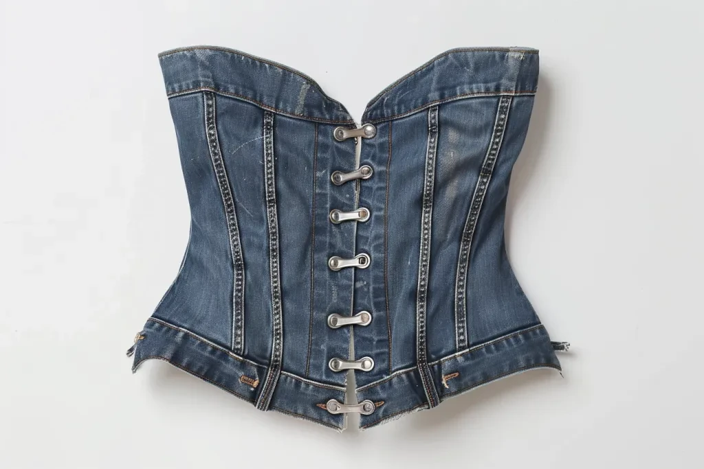 denim waist cincher top