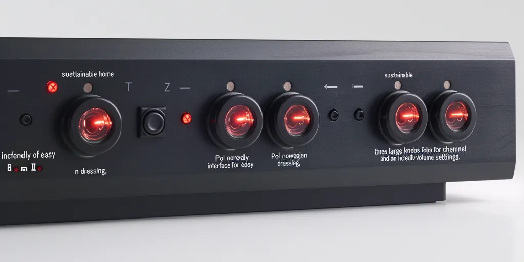 features three large knobs for channel selection and volume settings