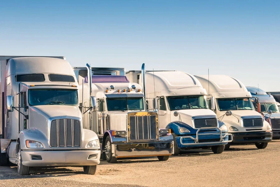 generic semi trucks in the parking lot