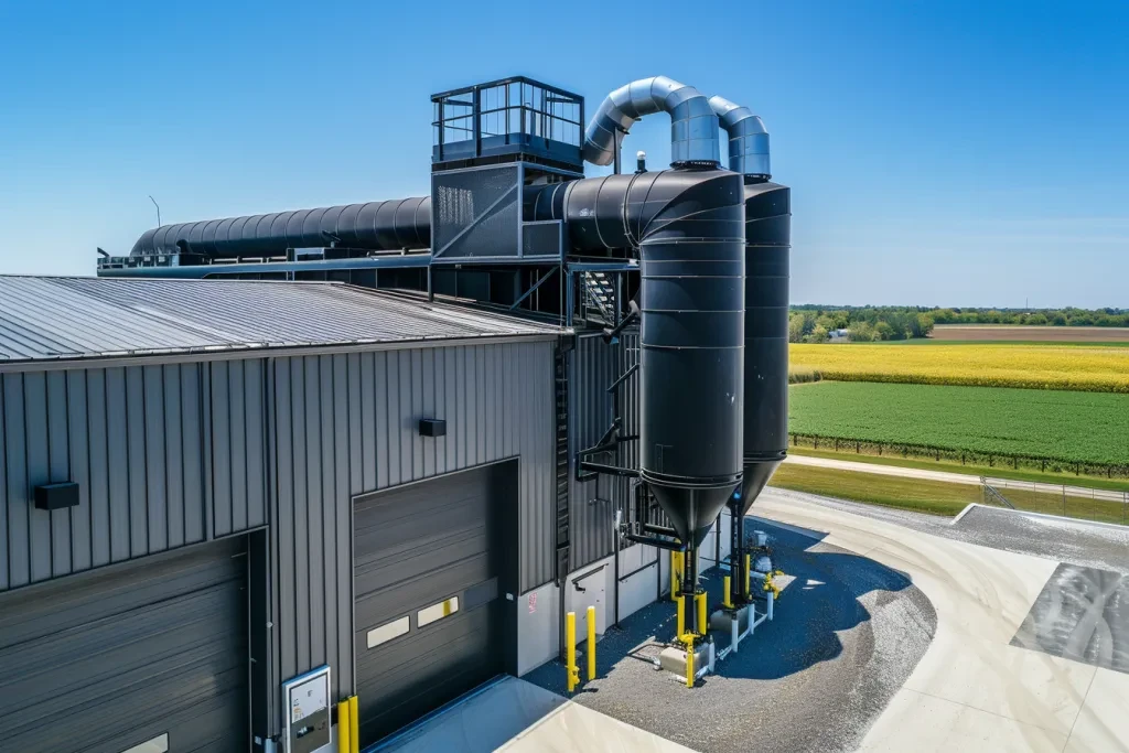 hightech dust treatment system on the roof