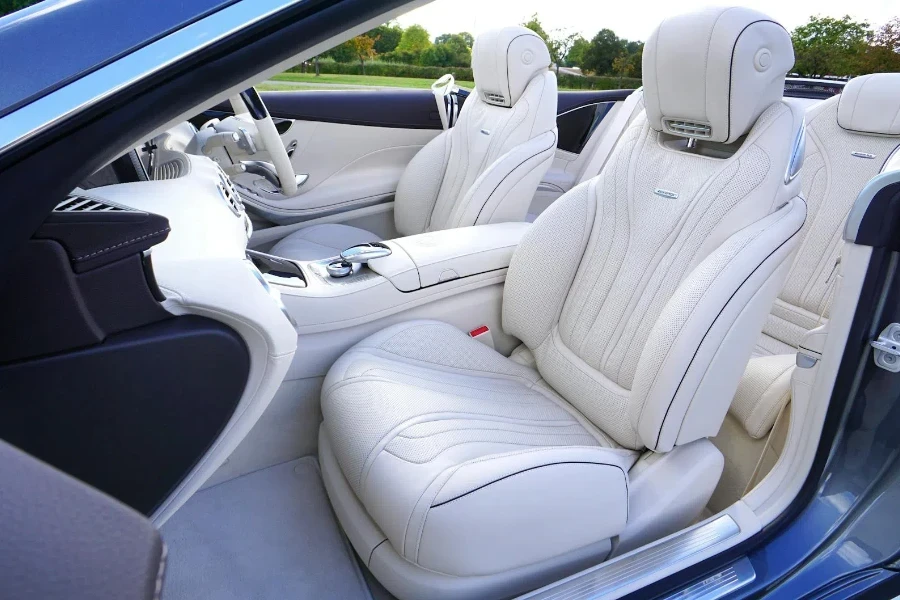 White Leather Car Bucket Seat