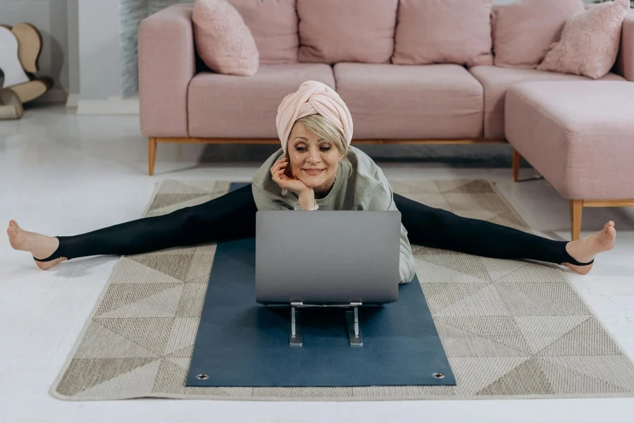 a woman sitting on the floor