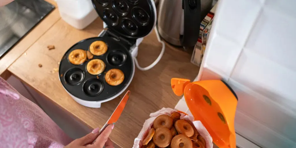 making donuts with a donuts maker