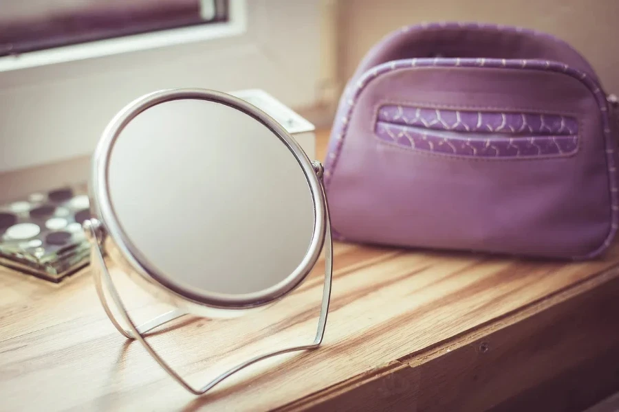 mirror, beauty, toiletry bag