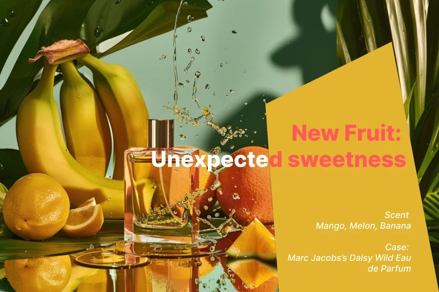 Nuevo perfume de frutas con aroma a mango, melón y plátano.