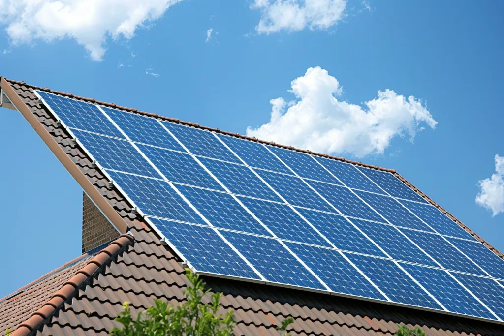 الألواح الشمسية على سطح منزل من طابق واحد في ويلز