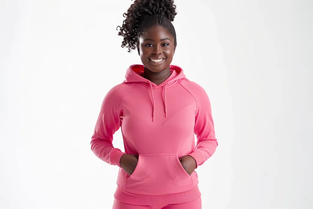 women's pink plain hoodie and leggings set