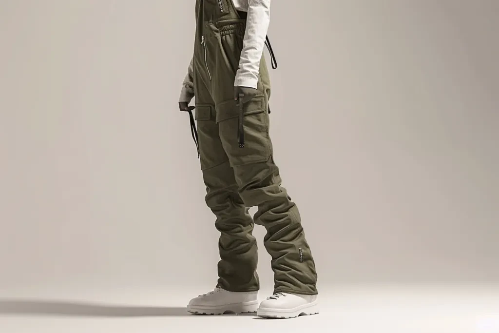 women's snow overalls in olive green