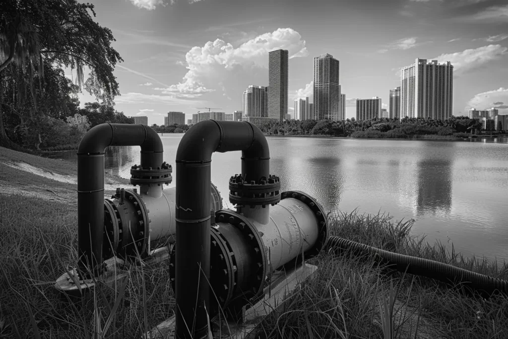 2 bombas de agua de alta presión pequeñas en blanco y negro