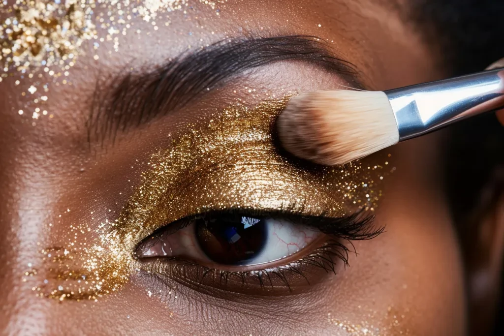 A close-up of an African American woman's eye