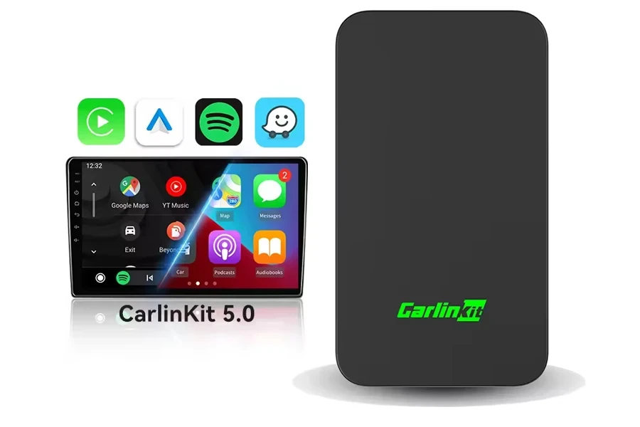 Carlinkit 5.0 CarPlay Nirkabel Android Streaming Kotak Hitam Mobil Pintar