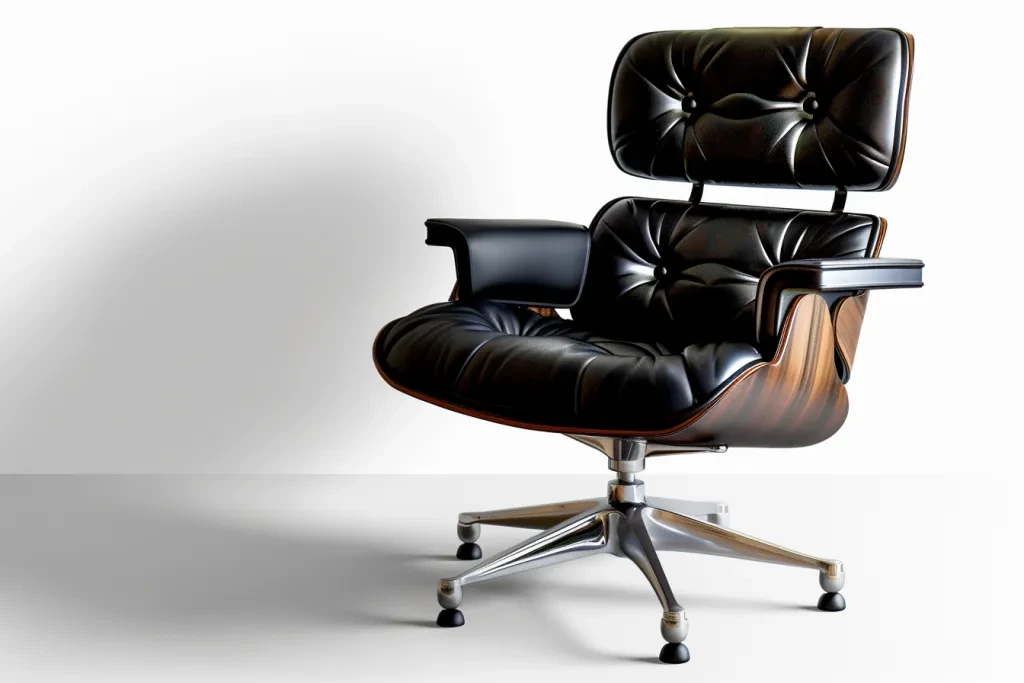 Sedia da ufficio Eames softpad nera con braccioli e schienale