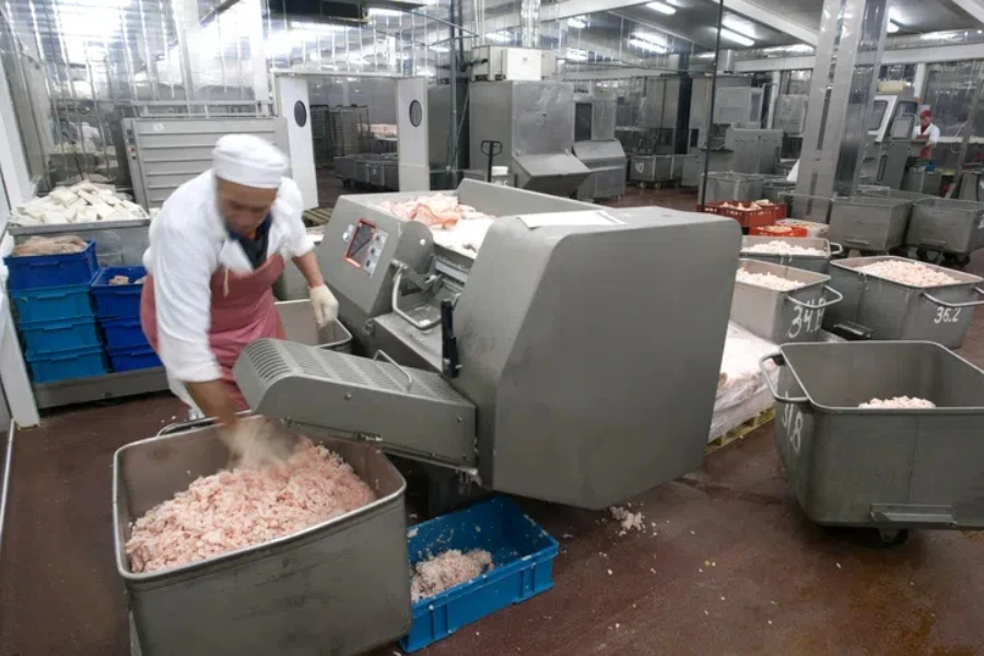 Meat production machine in the food factory