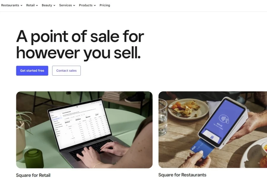 Offizielle Square Point-of-Sale-Landingpage
