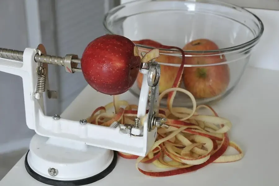 Peeling apples stock photo