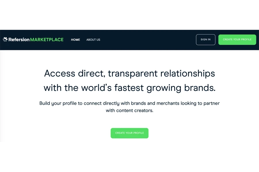 Captura de tela do site Reference Marketplace