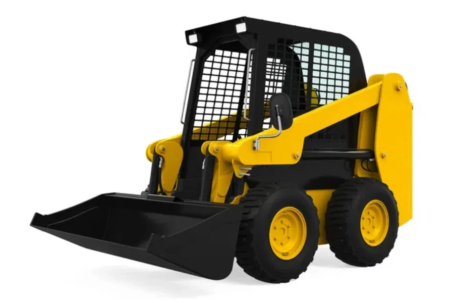 Beyaz arka planda izole edilmiş Skid-steer Yükleyici