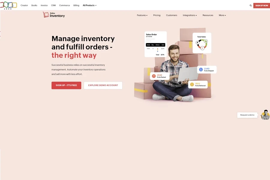 Zoho 在庫管理ソフトウェアのランディング ページ