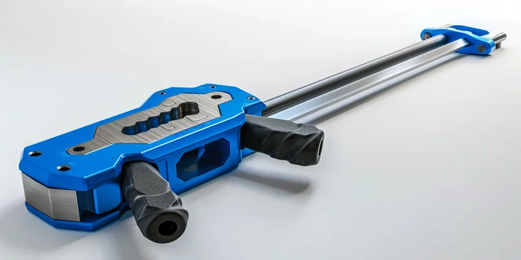 blue and silver pipe bender